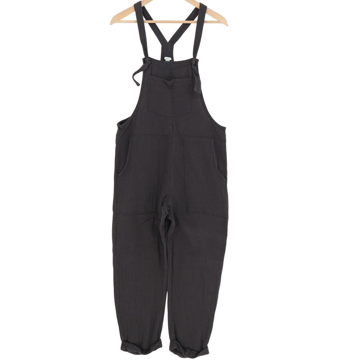 Aerie Charcoal Gray 100% Cotton Gauze Relaxed Tie Strap Overalls Size M