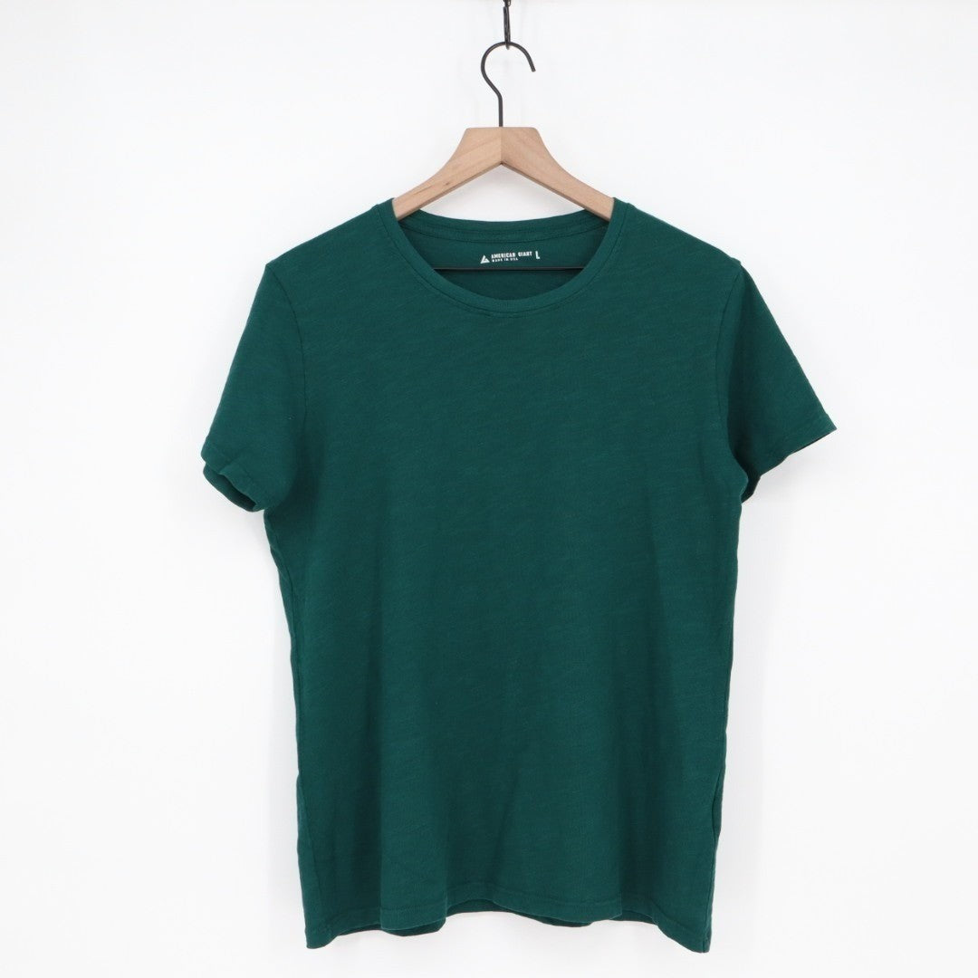 American Giant Premium Slub T-Shirt Mens L Green Cotton Short Sleeve Crew Neck