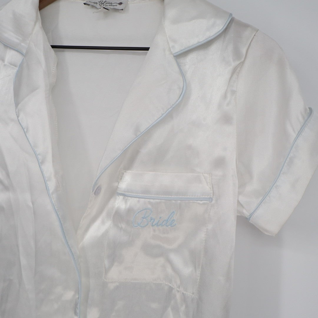 In Bloom by Jonquil & Flora Nikrooz 2-PC Pajamas Set Women XS White Blue Stretch