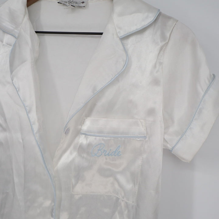 In Bloom by Jonquil & Flora Nikrooz 2-PC Pajamas Set Women XS White Blue Stretch