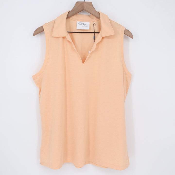 Walter Hagen Clubhouse Scallop Sleeveless Polo Peach Fuzz XL