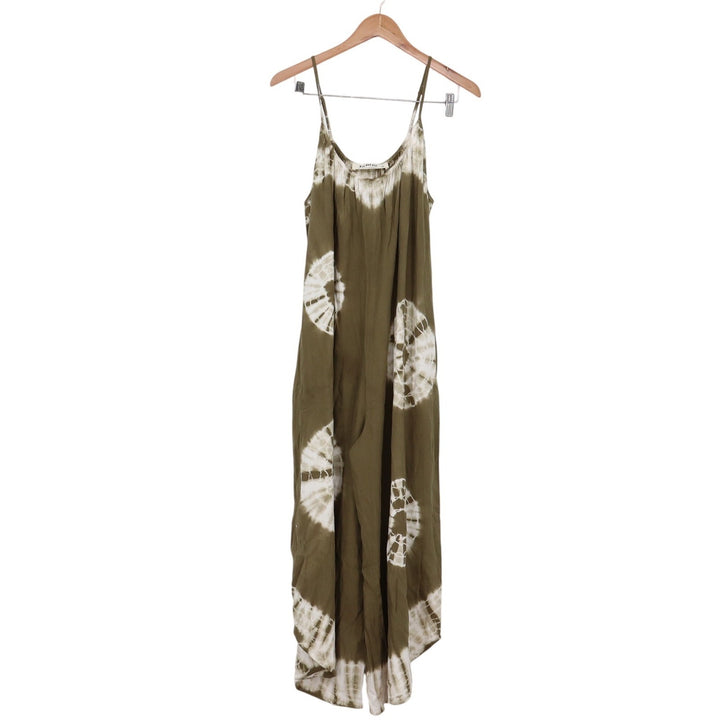 Three Bird Nest Jumpsuit Womens M Olive Tie Dye Wide Leg Excellent