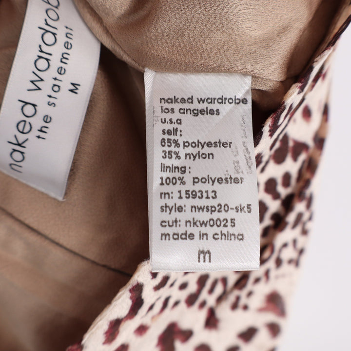 Naked Wardrobe The Statement Leopard Print Ruched Drape Mini Skirt Brown Tan M