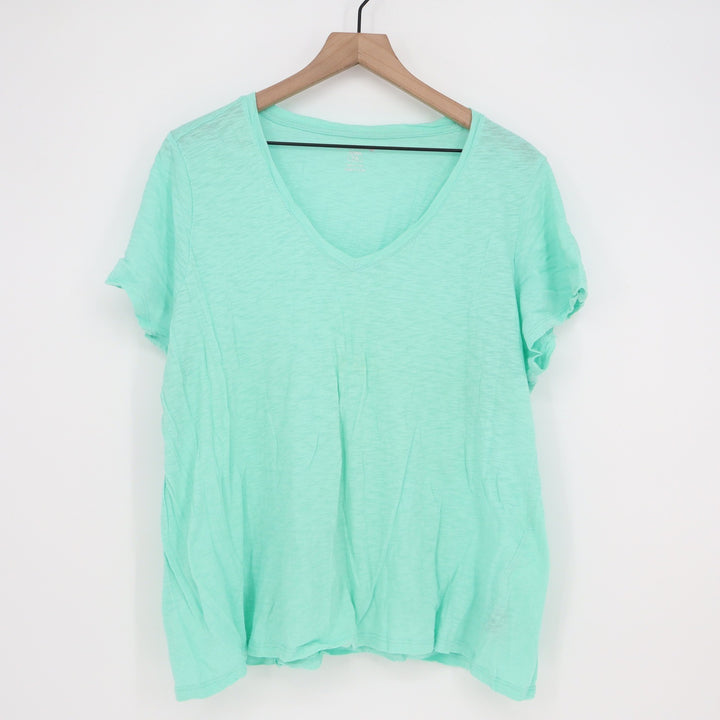 Architect T-Shirt Women 2X V-Neck Mint Green Slub Knit Cotton Excellent