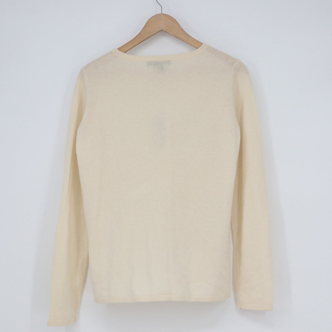 Preswick & Moore Womens 100% Cashmere Crewneck Sweater Frost White Large BD241K