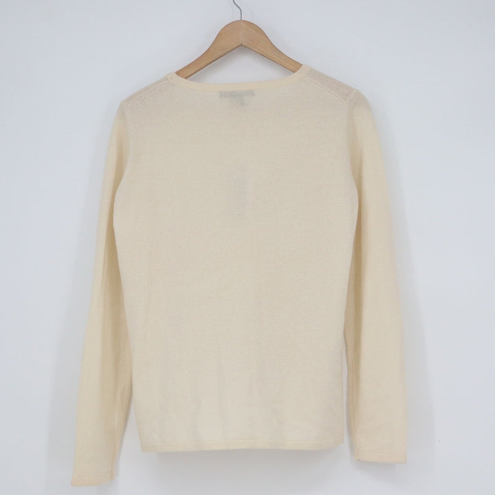 Preswick & Moore Womens 100% Cashmere Crewneck Sweater Frost White Large BD241K
