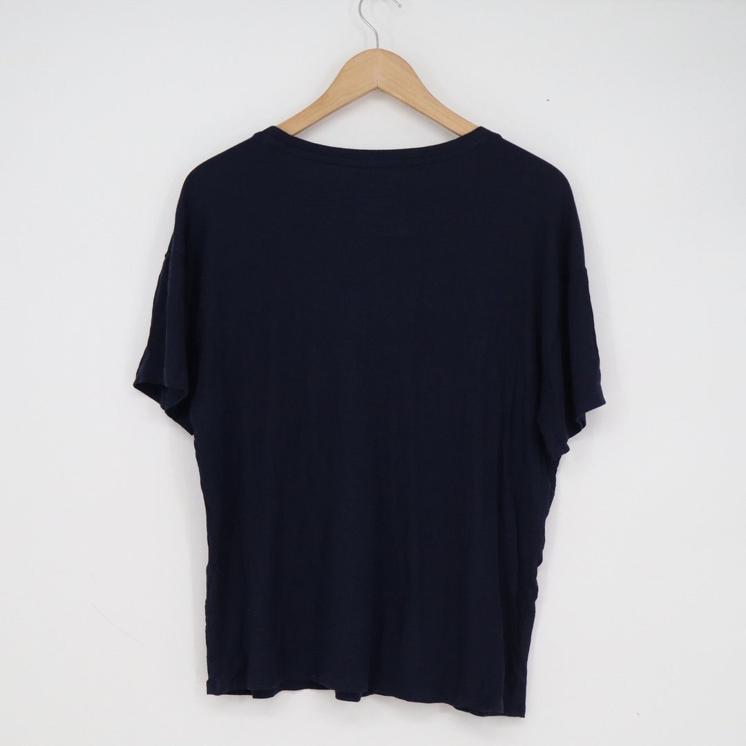 State of Day Intimates Navy Blue Ribbed Modal Spandex Sleep Shirt Pocket Medium