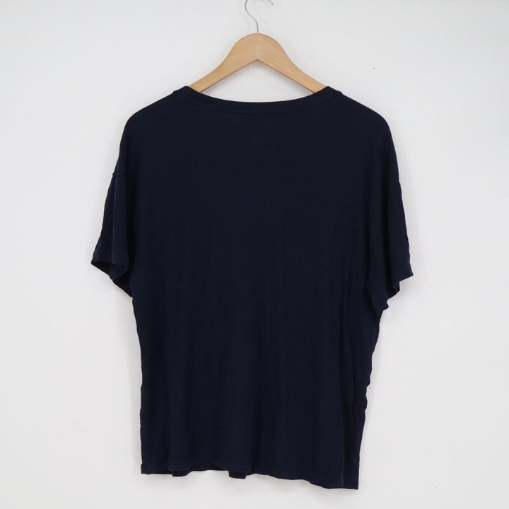 State of Day Intimates Navy Blue Ribbed Modal Spandex Sleep Shirt Pocket Medium