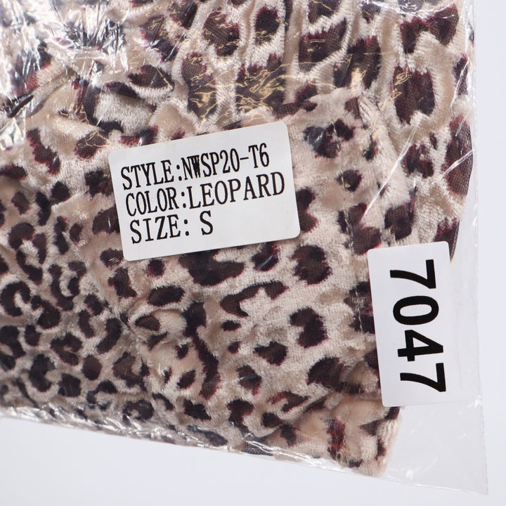 Naked Wardrobe Leopard Print Long Sleeve Crop Top Brown Small
