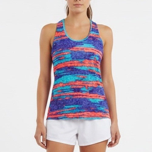 Saucony Tank Top Womens Medium Multicolor Abstract Running Gym Yoga Racerback