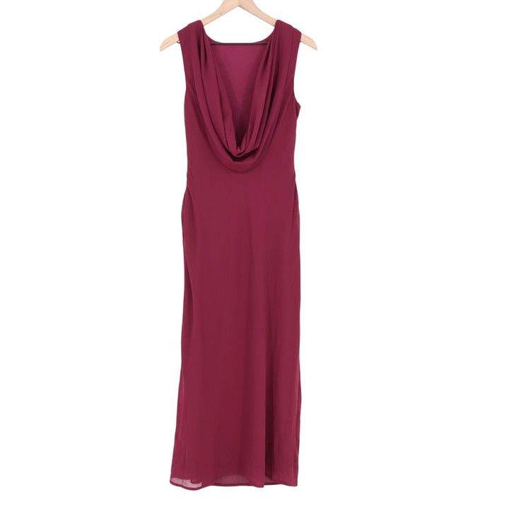 Lulus Burgundy Cowl Back Sleeveless Maxi Dress Side Slit Formal Gown Size M