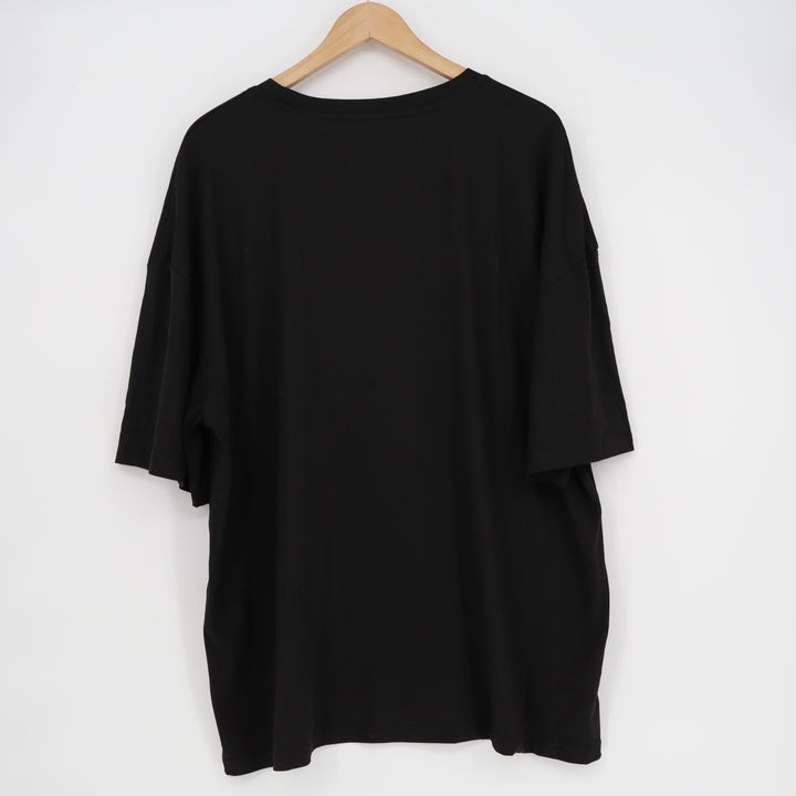 Shein T-Shirt Womens XL Black Stretch Hand Floral Print Crew Neck Short Sleeve