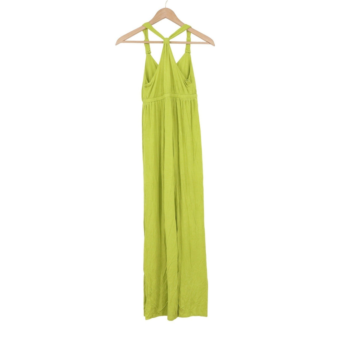 Lime Green Rayon Blend V-Neck Racerback Maxi Dress Small