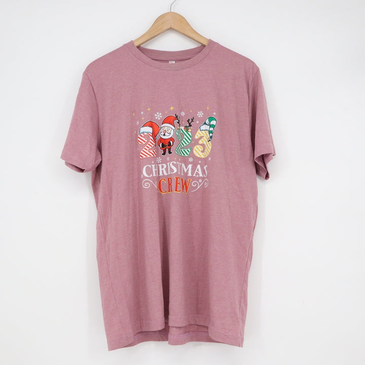 Birthflowers Mens 2023 Christmas Crew Graphic T-Shirt Mauve Pink Large