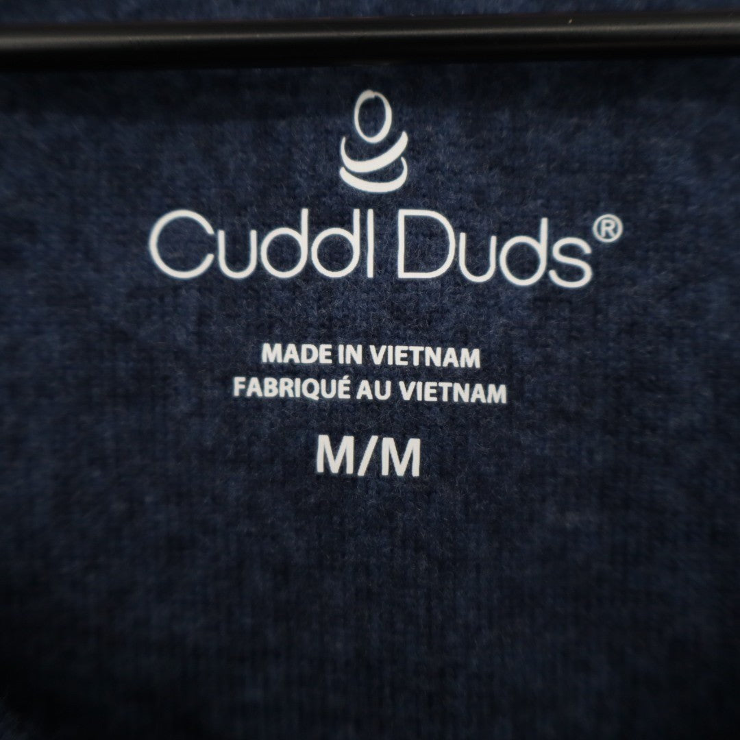 Cuddl Duds Pajama Top Womens Medium Blue Bow Print Stretch Long Sleeve Crew Neck