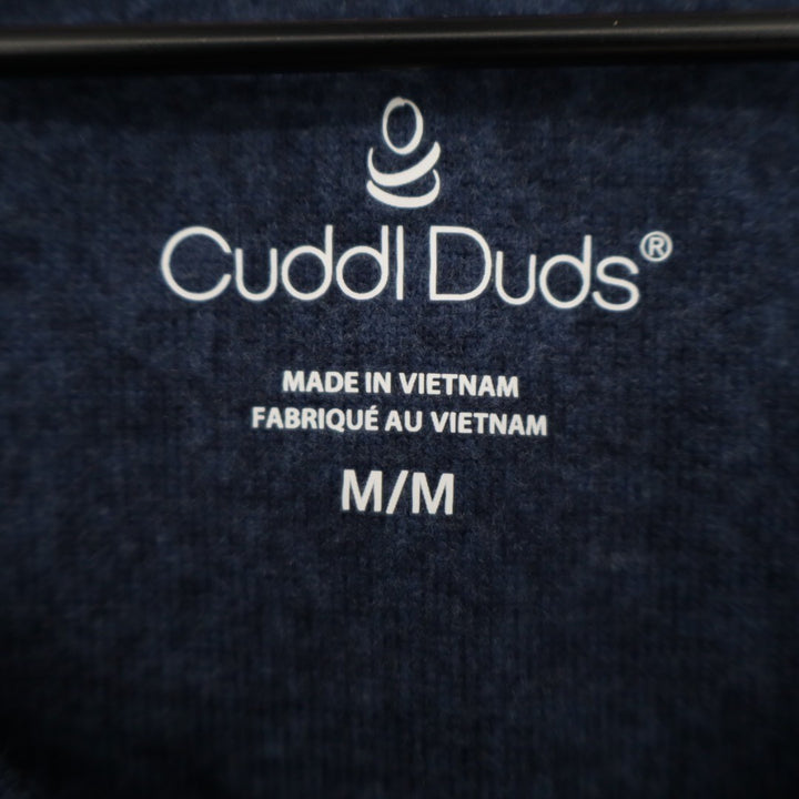 Cuddl Duds Pajama Top Womens Medium Blue Bow Print Stretch Long Sleeve Crew Neck