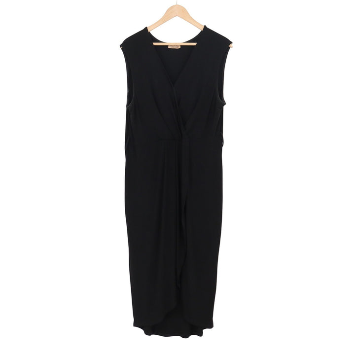 Janette Plus Black Sleeveless Wrap Front V-Neck Midi Dress XL