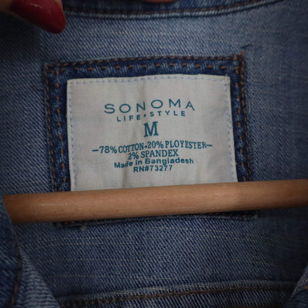 Sonoma Life Style Women's Medium Wash Denim Trucker Jacket Blue Size M