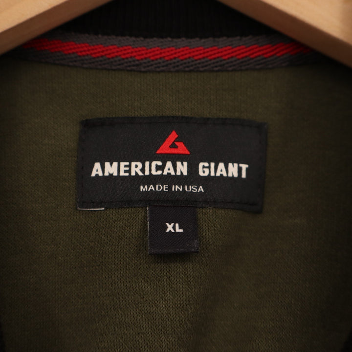 American Giant French Rib T-Shirt Mens XL Green Black Colorblock Raglan Sleeve