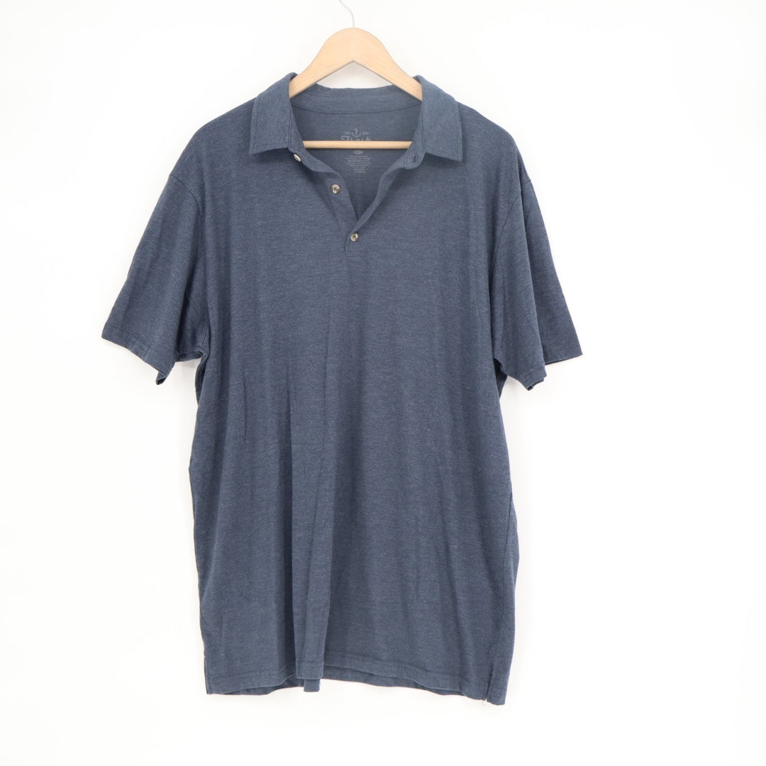 Fresh Clean Tees Polo Shirt Men XLT heather Blue Spread Collar Golf Short Sleeve
