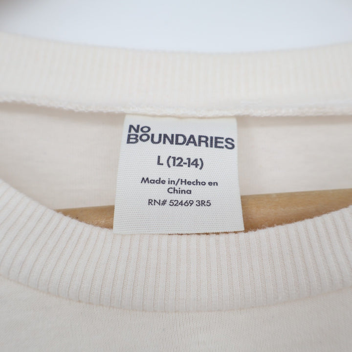 No Boundaries Crop T Shirt Womens L(12-14) White Poolside Club Graphic Crew Neck