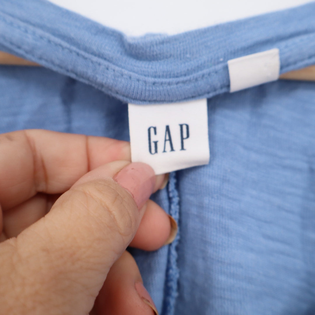 Gap Womens Blue Slub Cotton V-Neck Short Sleeve Pocket T-Shirt Dress Large L