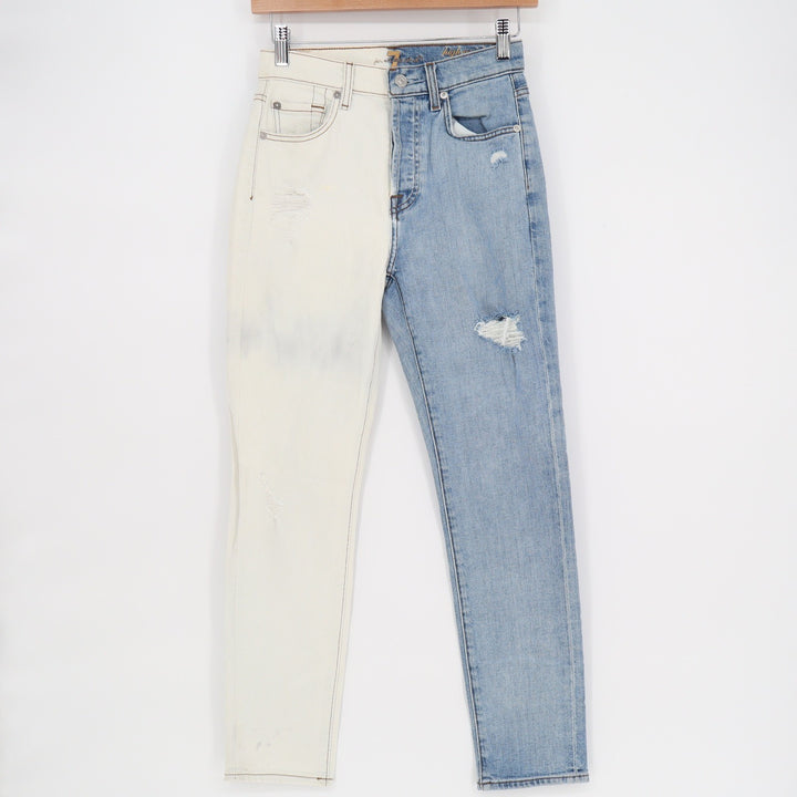 7 For All Mankind High Waist Josefina Two Tone Split Distressed Jeans Size 23