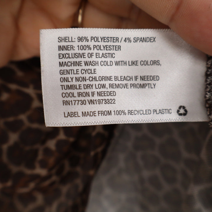 Wild Fable Brown Leopard Print Sheer Mesh Smocked Mock Neck Blouse Large L