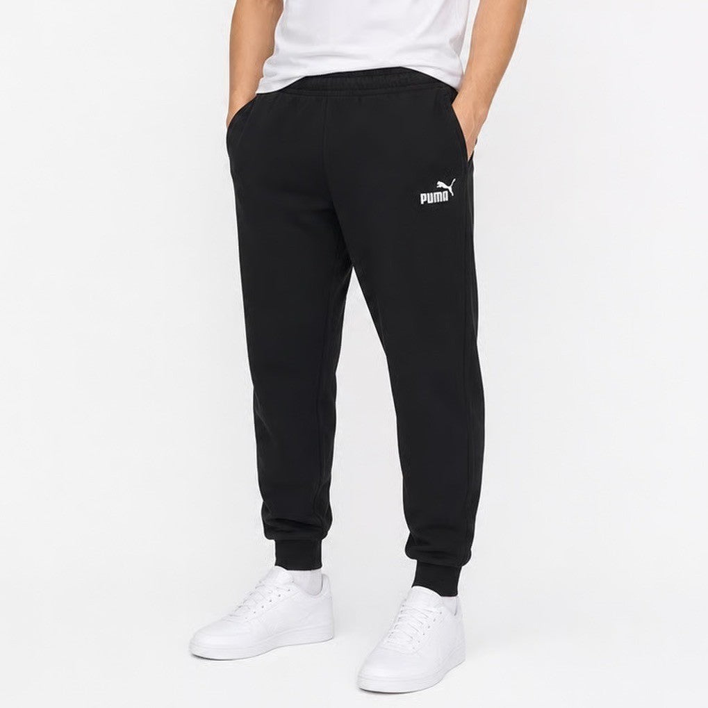 Puma Essentials Men Black Fleece Joggers Sweatpants Size L