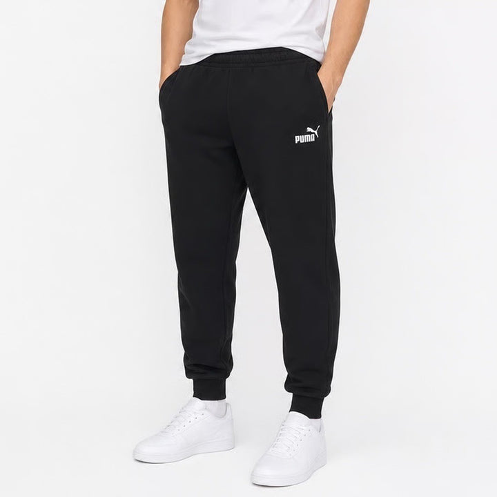 Puma Essentials Men Black Fleece Joggers Sweatpants Size L