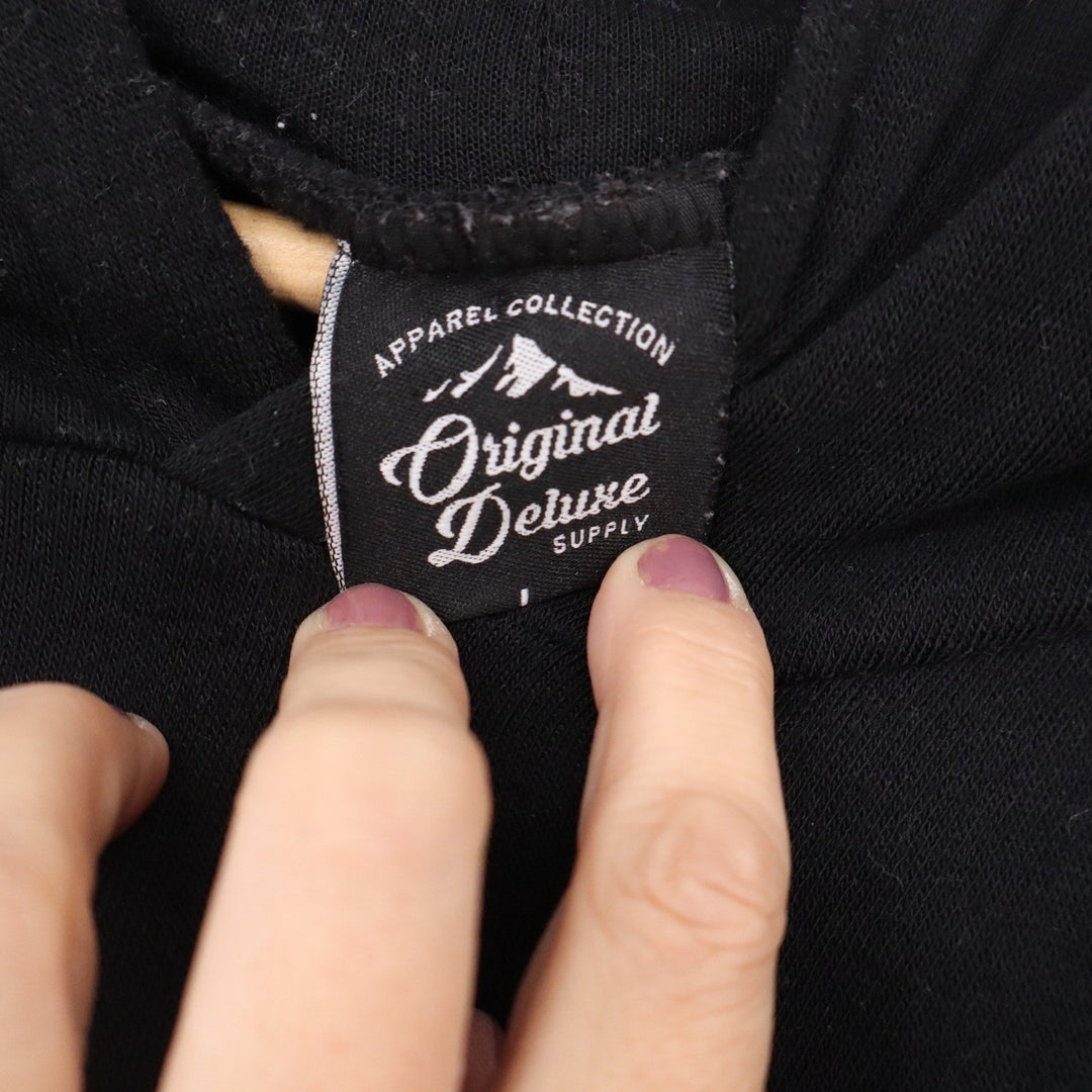 Original Deluxe Cal Black Tonal Script Hoodie Mens Large Pullover