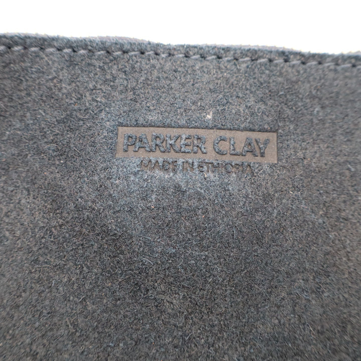 Parker Clay Womens U-Pouch Slate Gray Suede Crescent-Shaped Zipper Purse