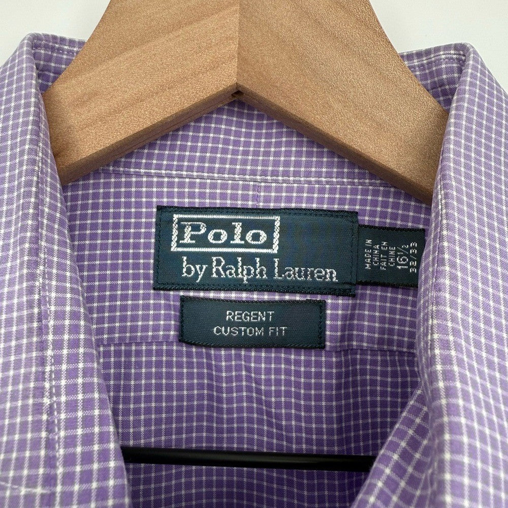 Polo Ralph Lauren Men's Plaid Long Sleeve Purple Button Down Shirt Size 16.5