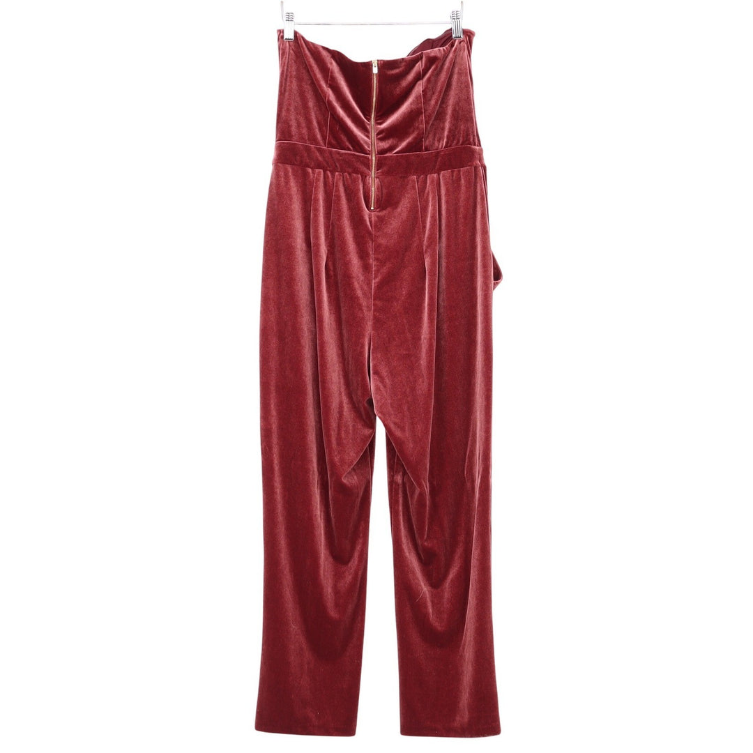 Express Womens Burgundy Velvet Strapless Cowl Neck Jumpsuit Size 12 Party