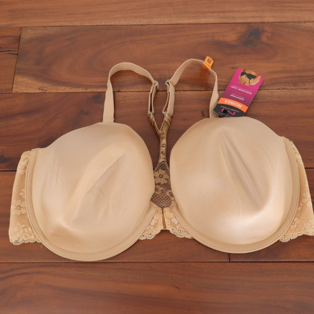 Maidenform T-Shirt Bra Womens 38DD Tan Stretch Underwire Lace Trim Racerback
