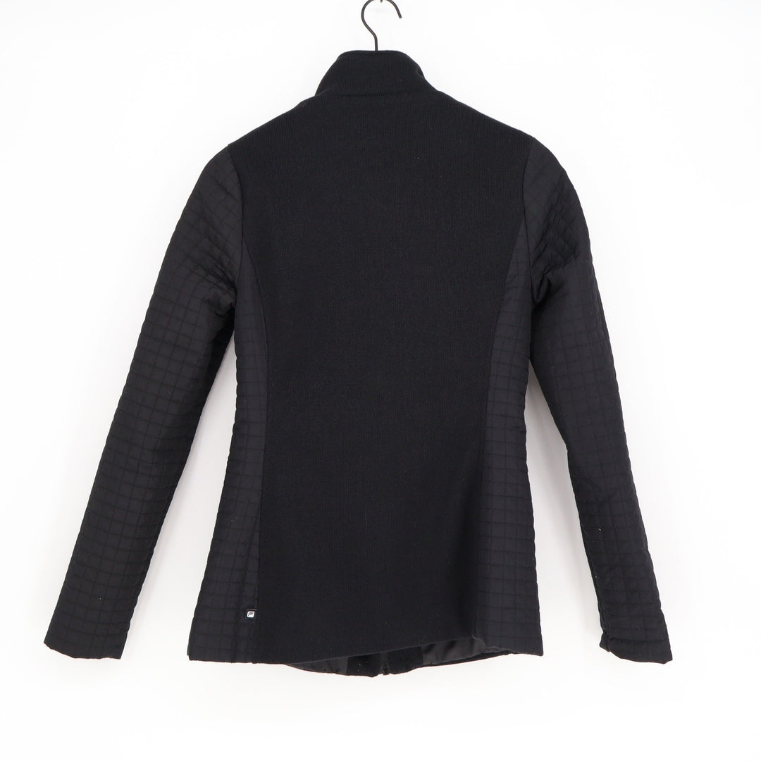 Fabletics Black Mixed Media Quilted Full Zip Jacket S