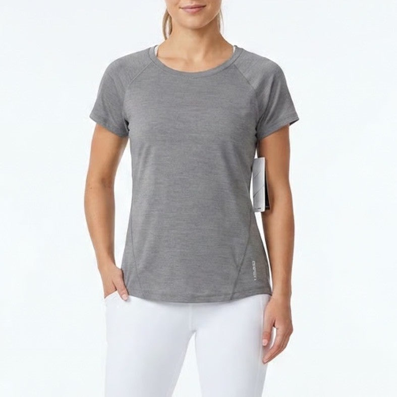 HEAD Womens Gambit Tee Quietshade Heather Gray Athletic Shirt L NEW