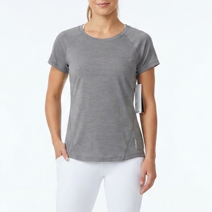 HEAD Womens Gambit Tee Quietshade Heather Gray Athletic Shirt L NEW