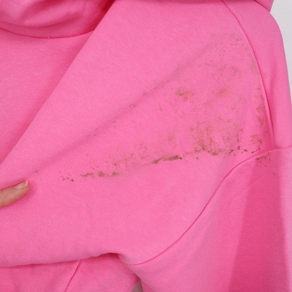 Naked Wardrobe Womens XL Neon Pink Cropped Hoodie Sweatshirt