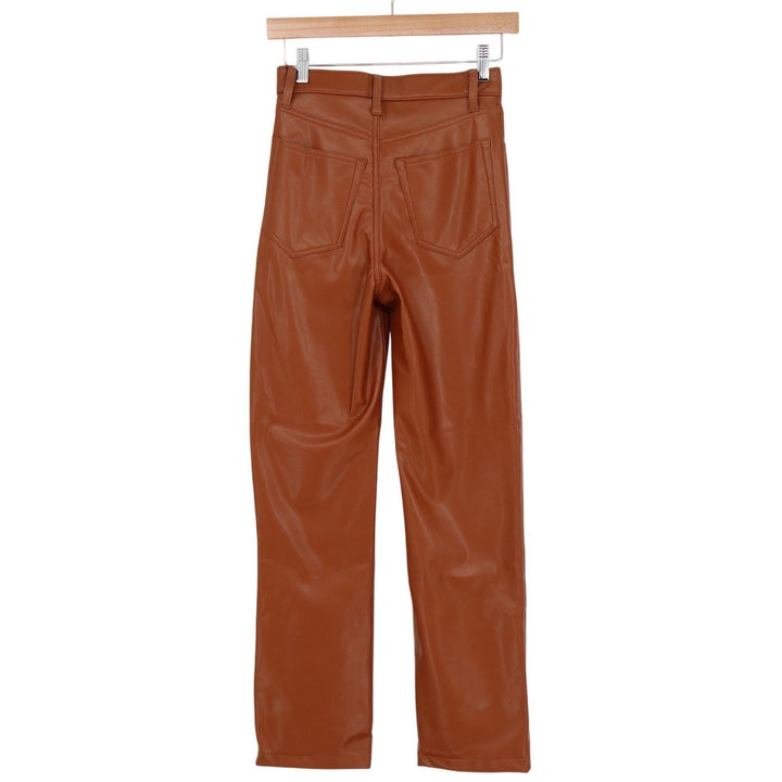 Abercrombie & Fitch The 90s Straight Ultra High Rise Vegan Leather Pants 0s