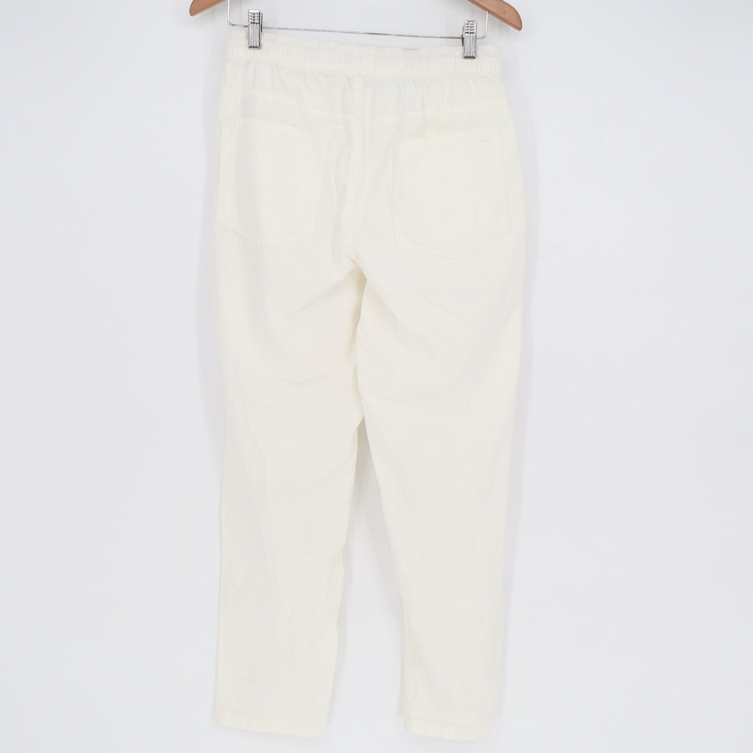 Aerie Cream Distressed Cotton Pull On Jogger Pants Small Off White