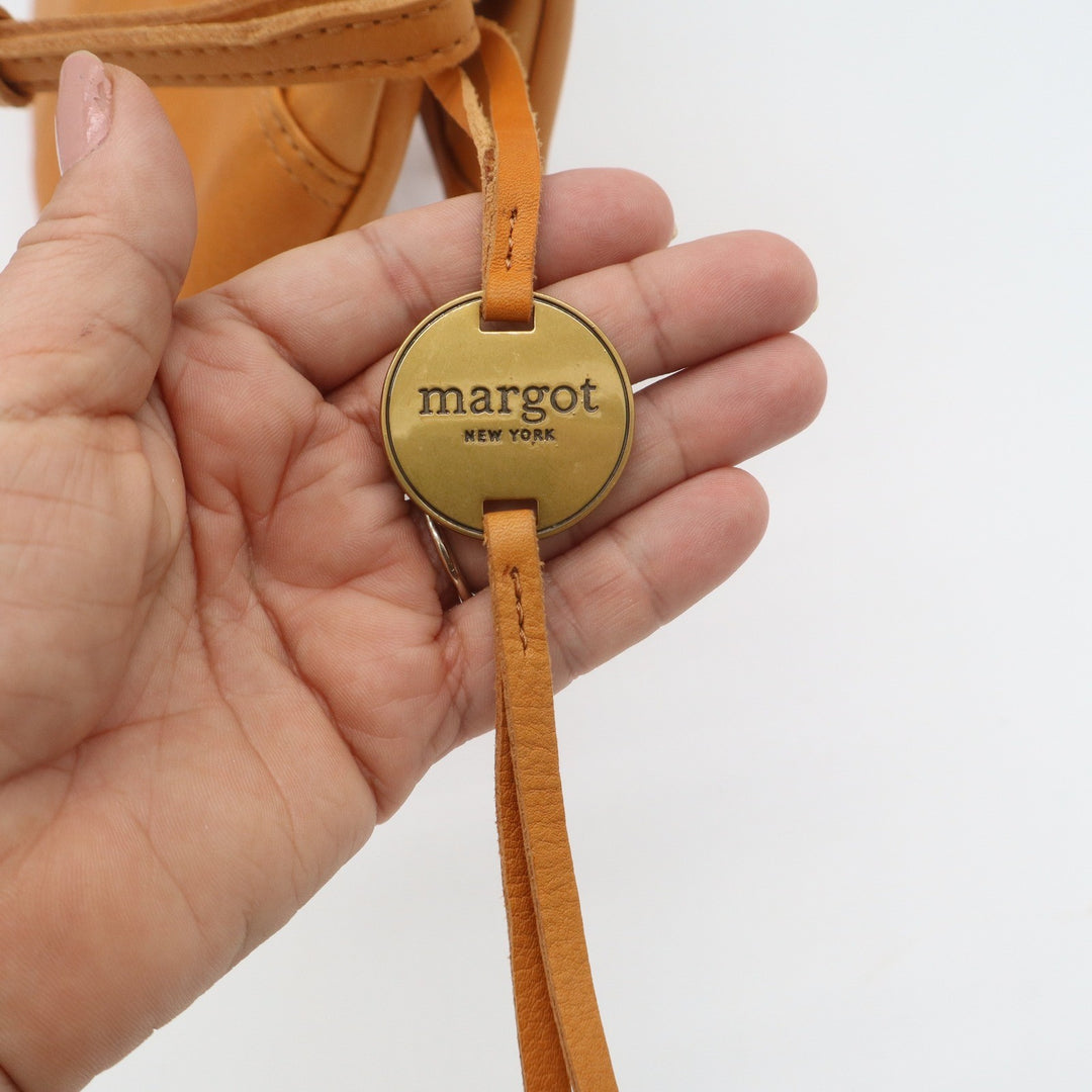 Margot New York Mustard Yellow Leather Foldover Crossbody Bag Gold Hardware