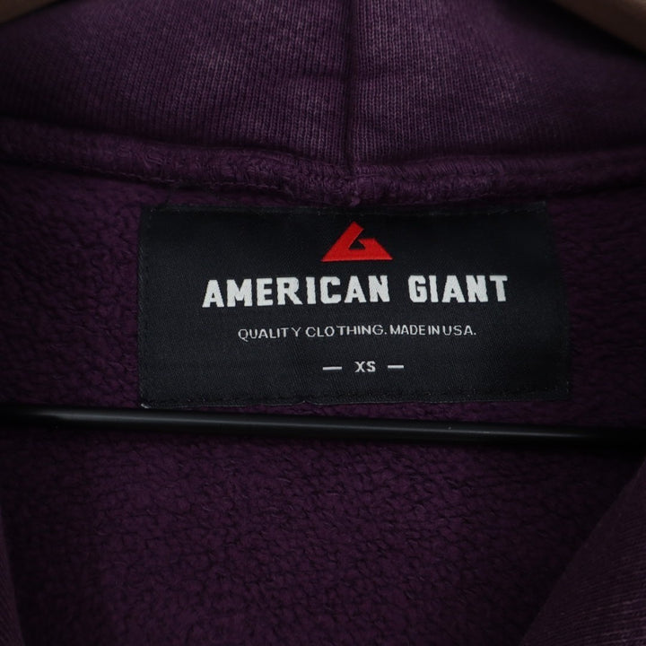American Giant Hoodie Womens XS Purple Cotton Kangaroo Pockets Full Zip Ribbed
