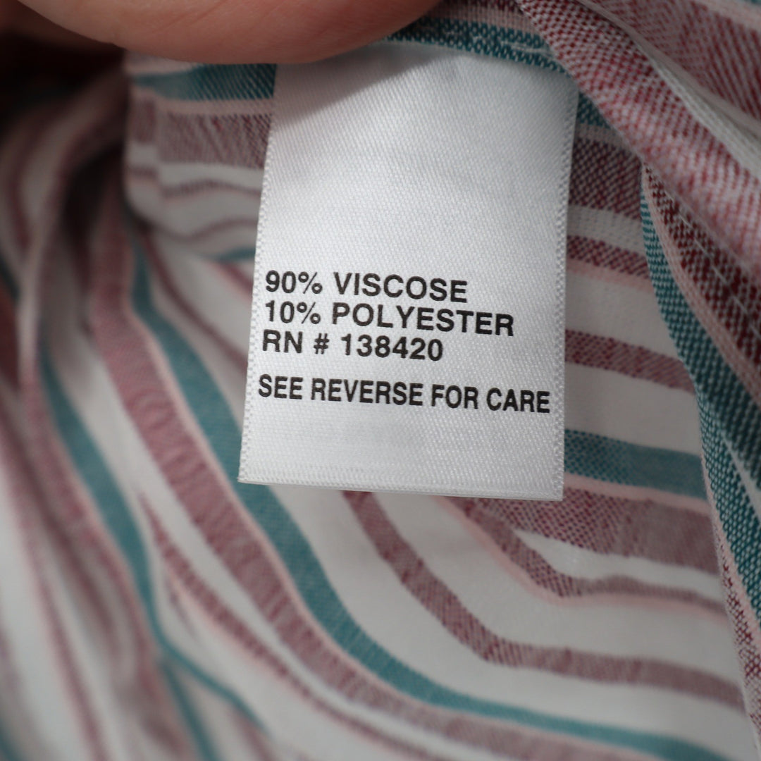By Etcetera Womens Multi-Color Striped 3/4 Sleeve Wrap Blouse Size 8 V-Neck Top