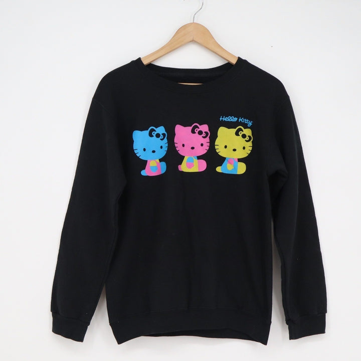 Sanrio Hello Kitty Graphic Sweatshirt Black Small Multi Color Trio Crewneck S