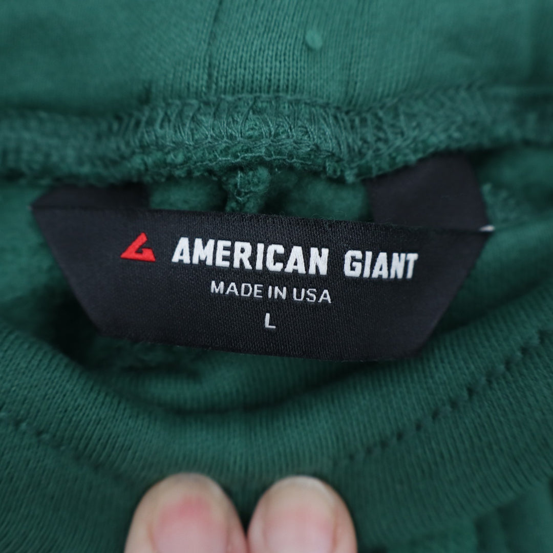 American Giant Classic Sweatpants Men Large Green Cotton Fleece Drawstring Waist