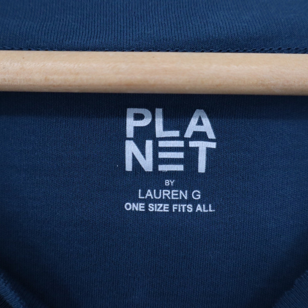 Planet by Lauren G Navy Blue 100% Pima Cotton Oversized Boxy Tee OSFA Peru