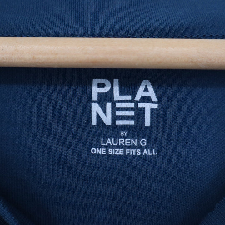 Planet by Lauren G Navy Blue 100% Pima Cotton Oversized Boxy Tee OSFA Peru
