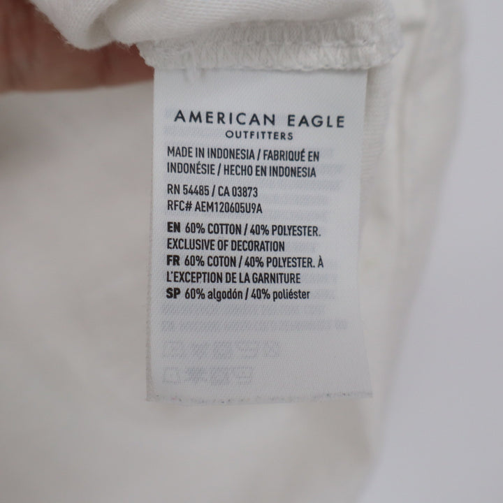 American Eagle Mens Super Soft Henley Shirt Cream White Short Sleeve Small