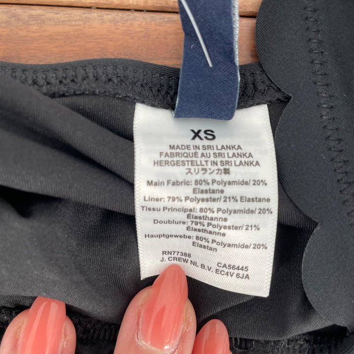 J. Crew Black Scalloped Trim One Piece Swimsuit Bathing Suit XS